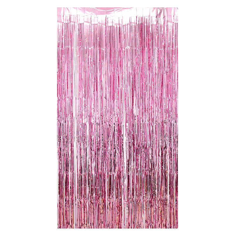 Pink Metallic Fringe Curtain – 6.5ft Backdrop