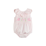 Pink Petal Collared Smocked Bubble Romper