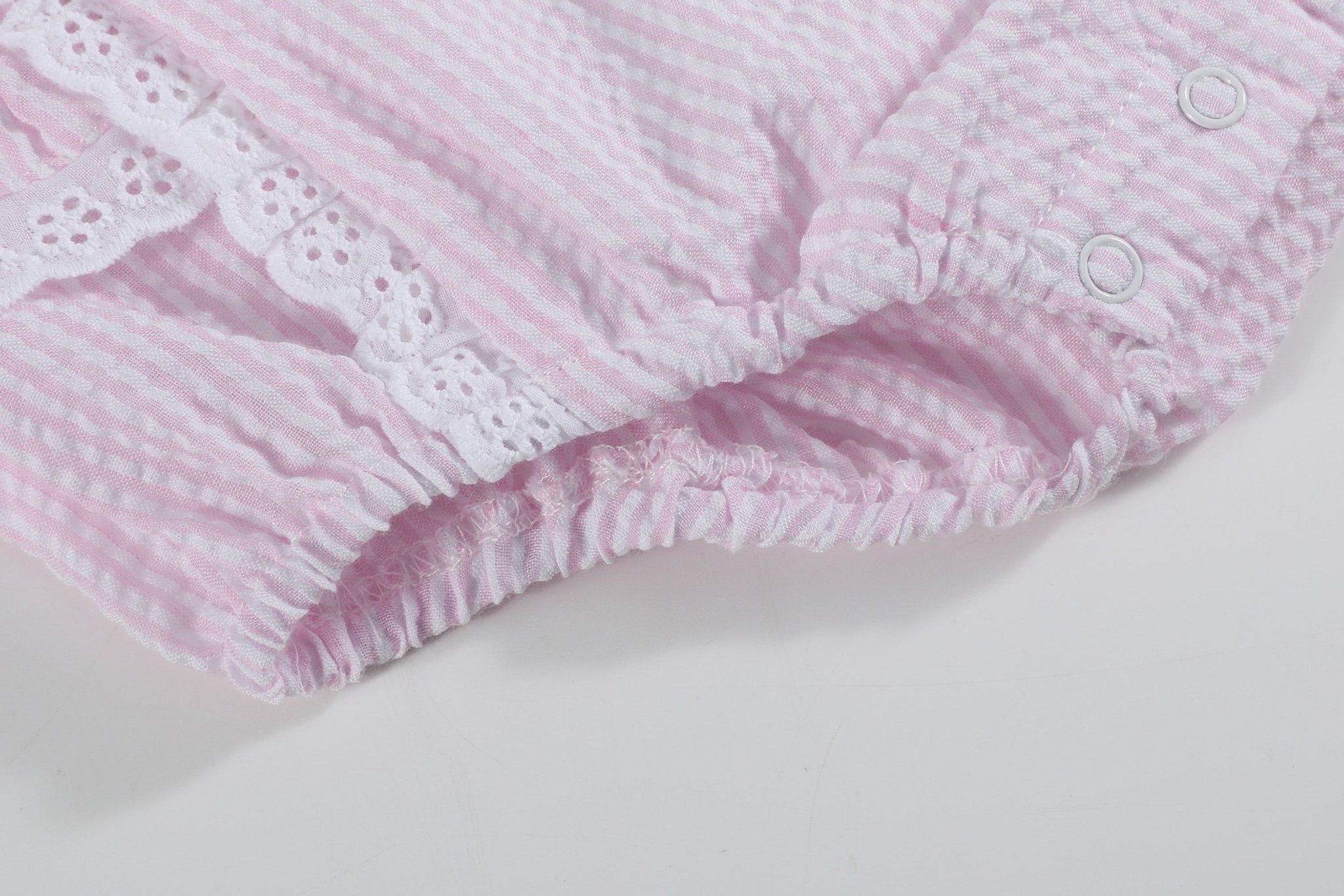 Pink Seersucker Easter Bunny Ruffle Romper