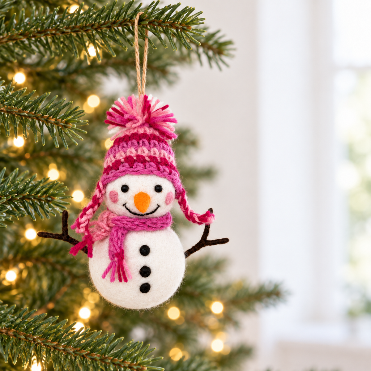 Snowman Ornament With Weaving Hat