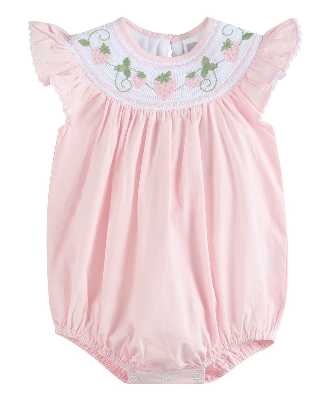 Pink Strawberry Vine Smocked Romper