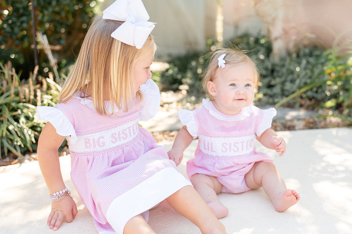 Pink Striped Big Sister Smocked Dress