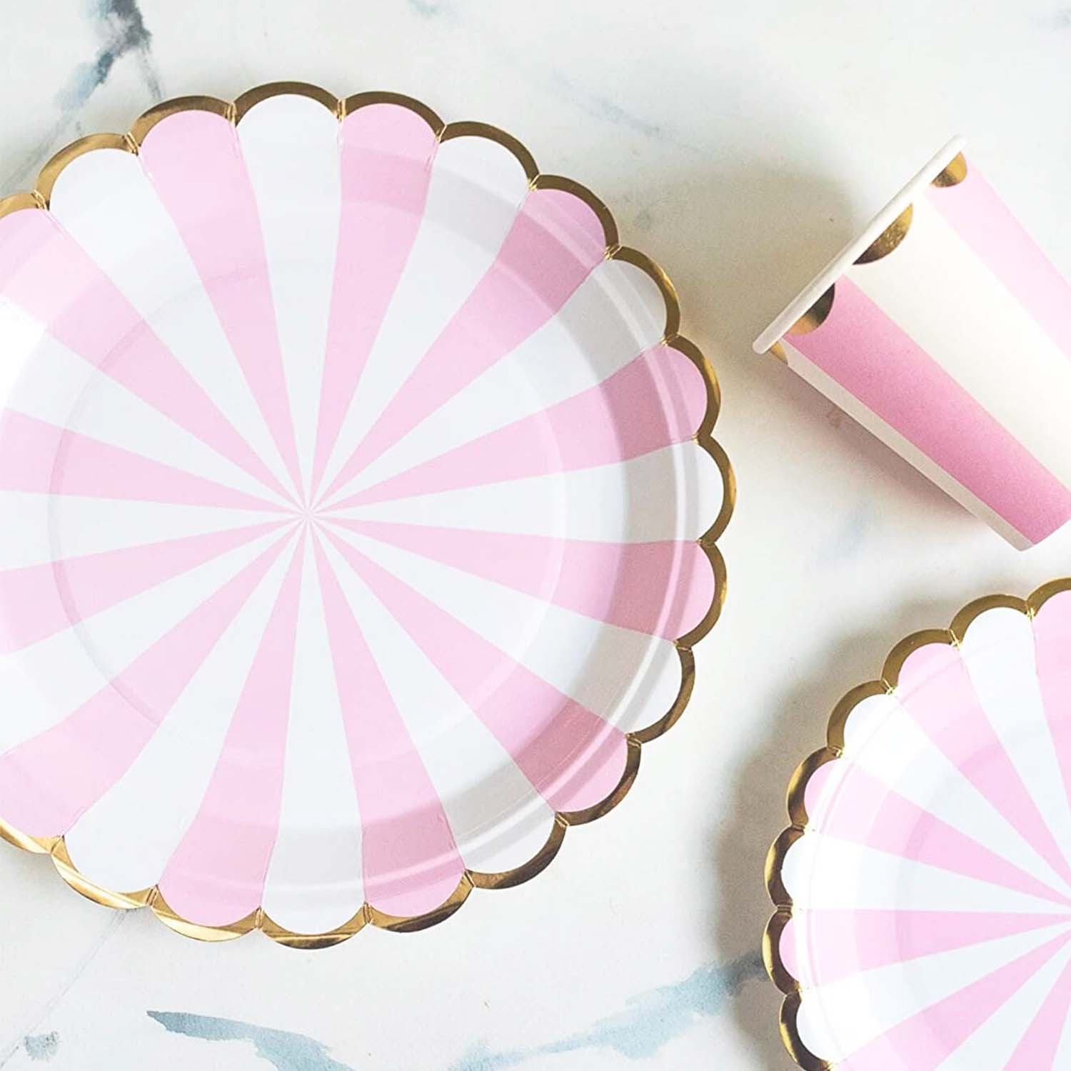 Pink Striped Paper Cups