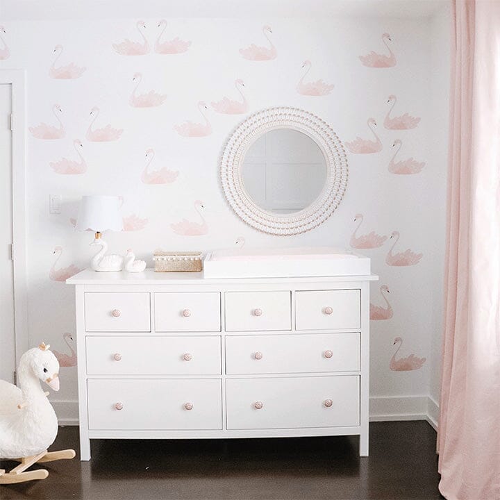 Pink Swans Wall Decals
