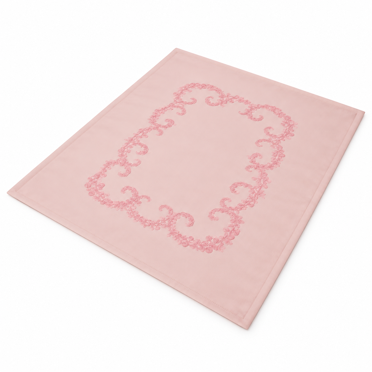 Embroidered Pillowcase - Pink Swirls