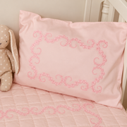 Embroidered Pillowcase - Pink Swirls