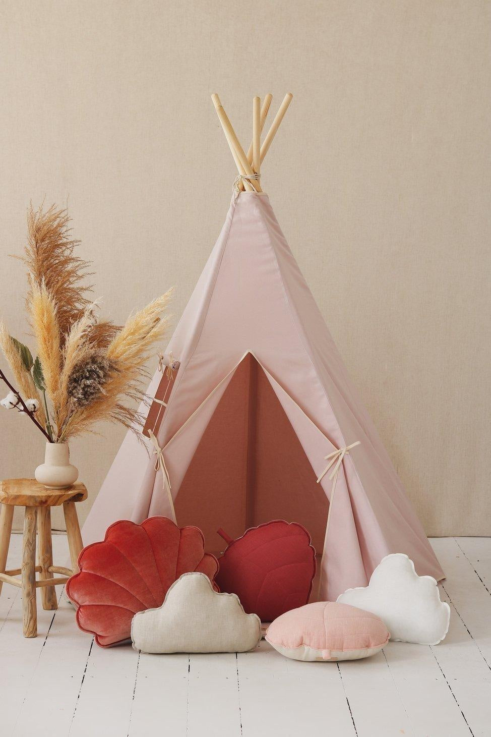 pink Teepee And Pink And Beige - Round Mat Set