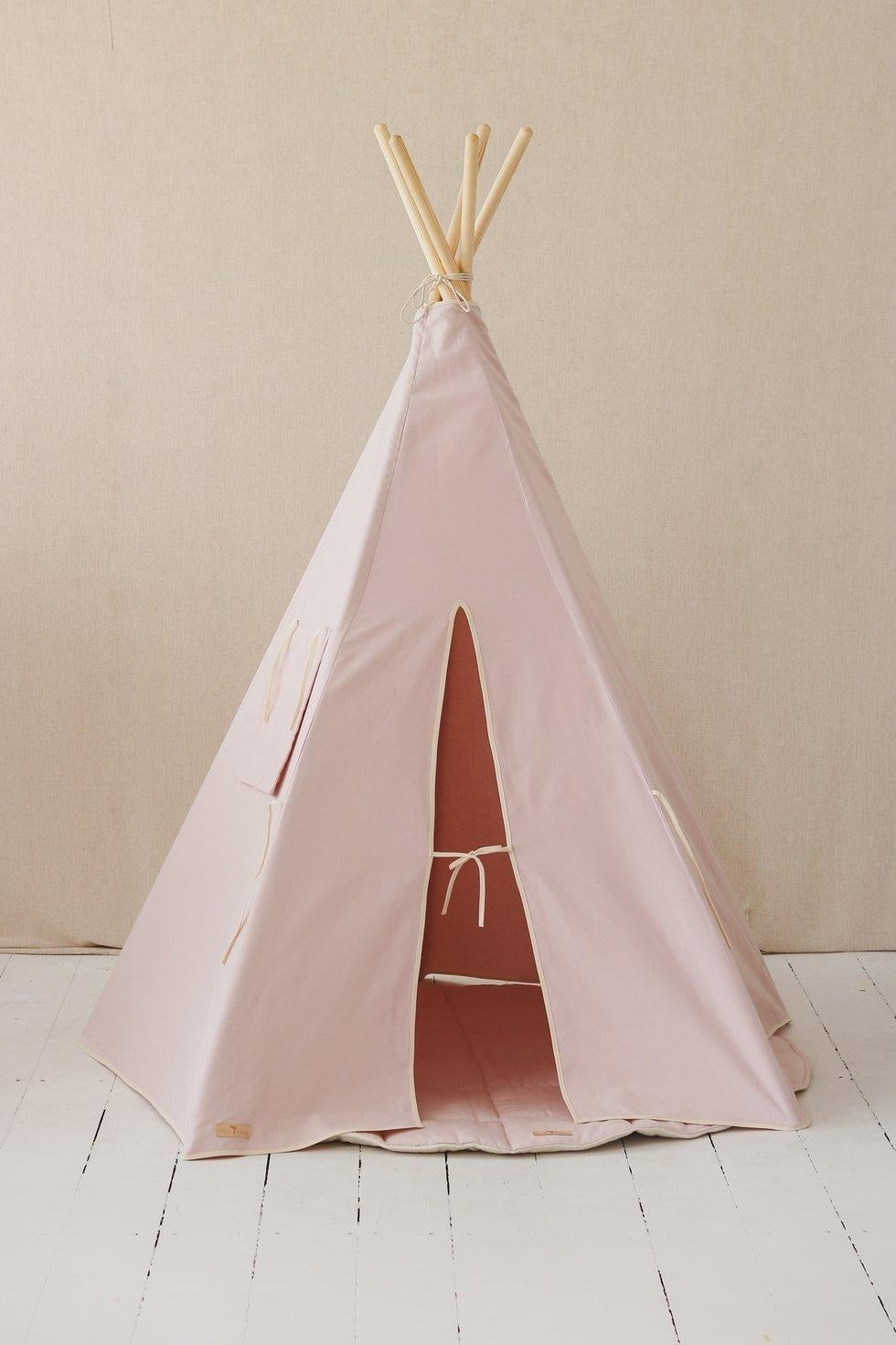 pink Teepee And Pink And Beige - Round Mat Set