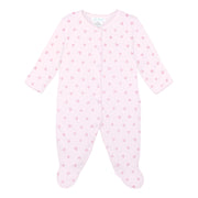 Festive Hearts Pink Printed Footie | Baby Girl