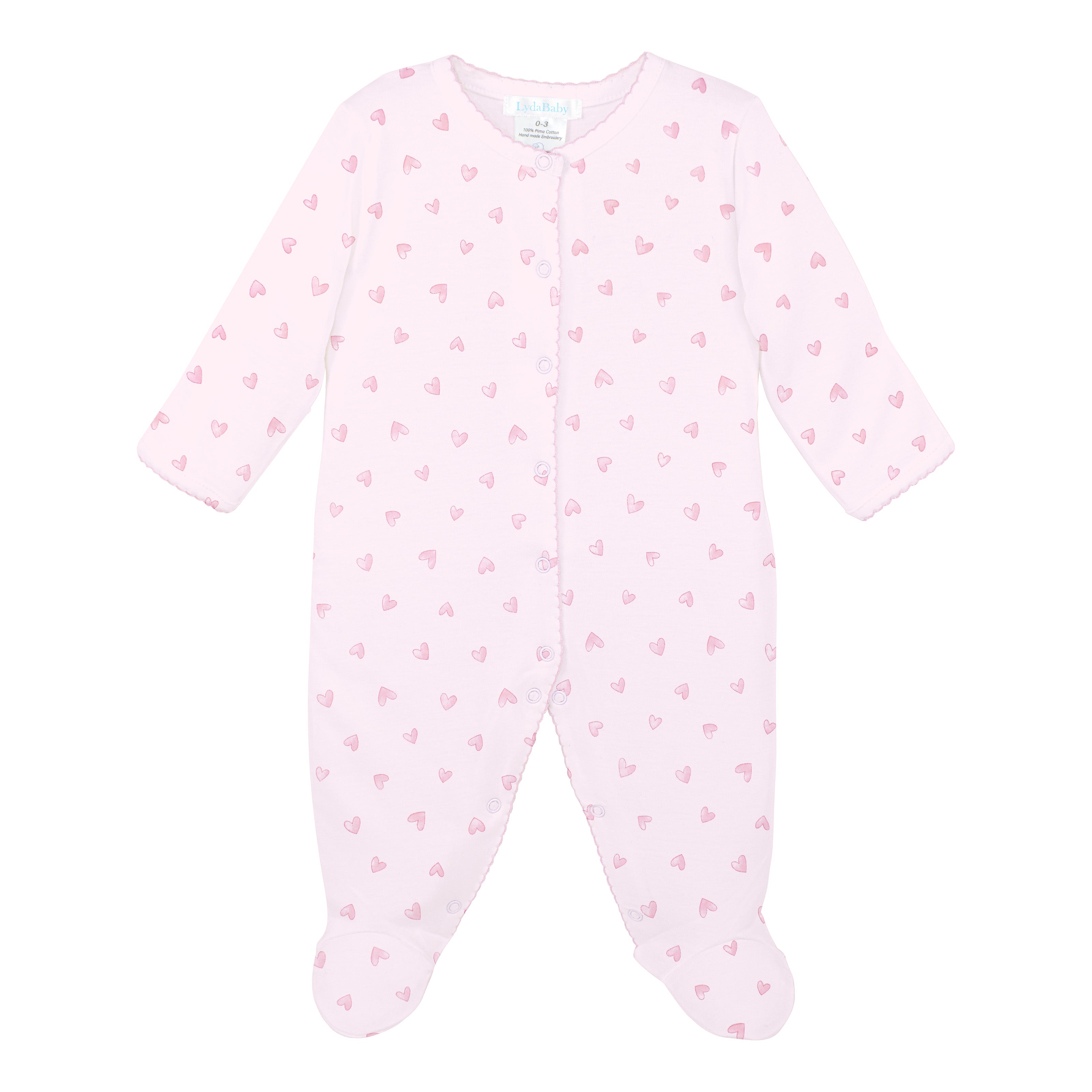 Festive Hearts Pink Printed Footie | Baby Girl
