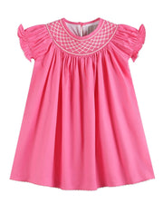 Pink & White Smocked Bishop Dress