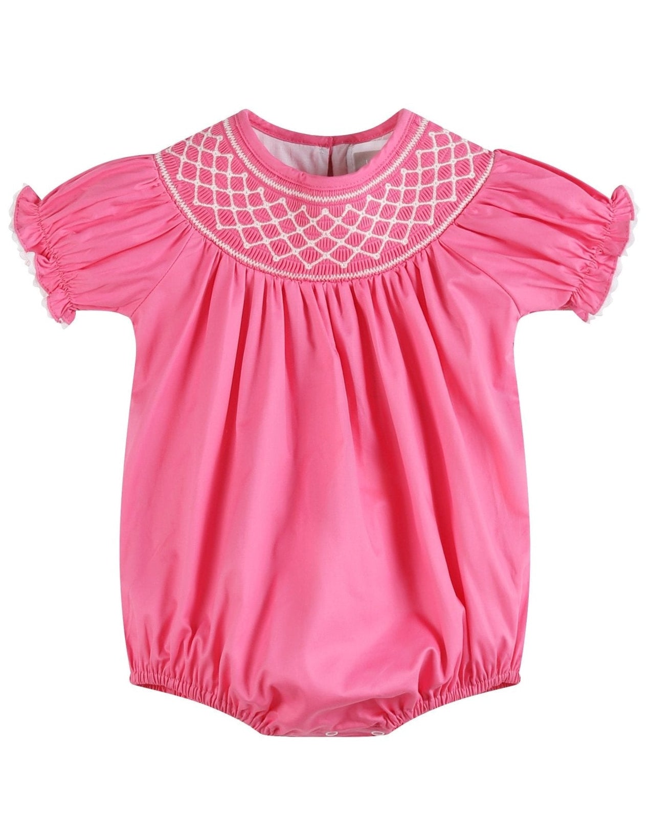 Pink & White Smocked Bubble Romper