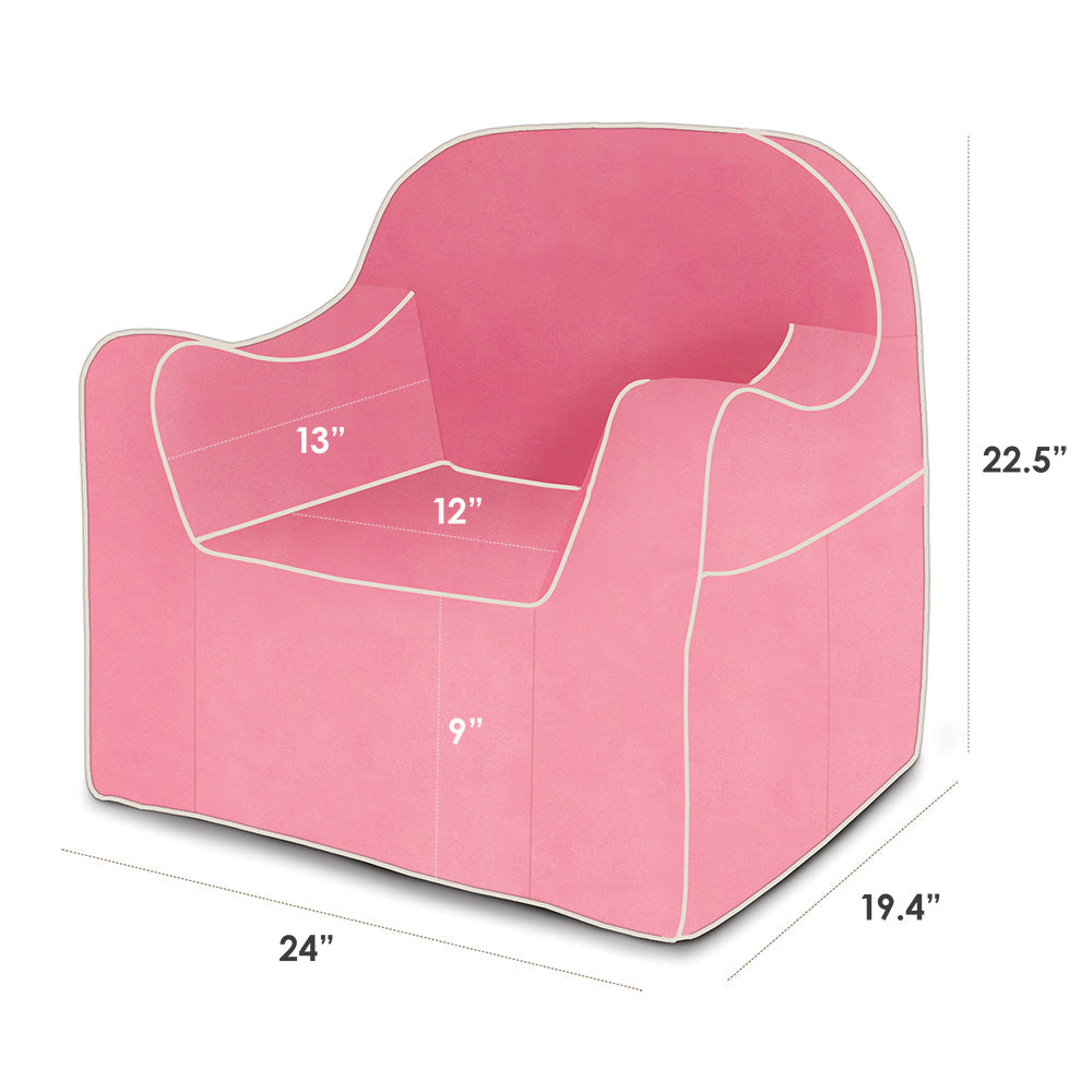 Reader Children's Chair - Pink with White Piping