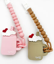 Silicone Milkshake Teether & Pacifier Clip: Safe Baby Teething Toy