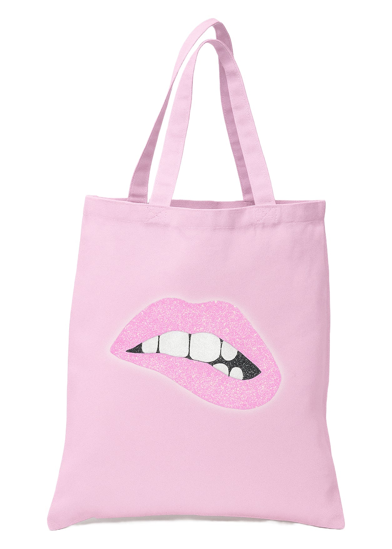 Beach Bag In Pink With Lip Sequin