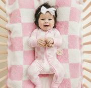 Checkered Plush Blanket | Pink