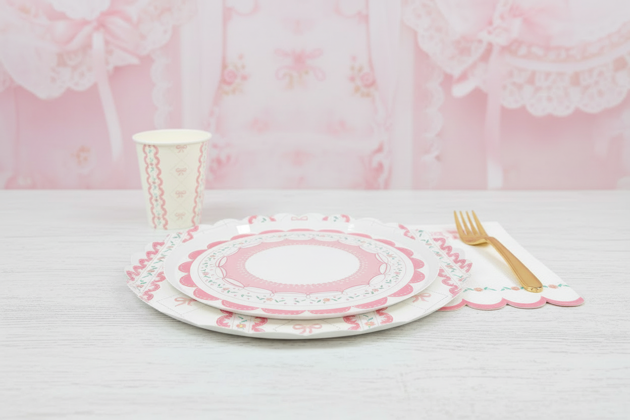 Pink Coquette Small Dessert Plates 8" (8 Pack)