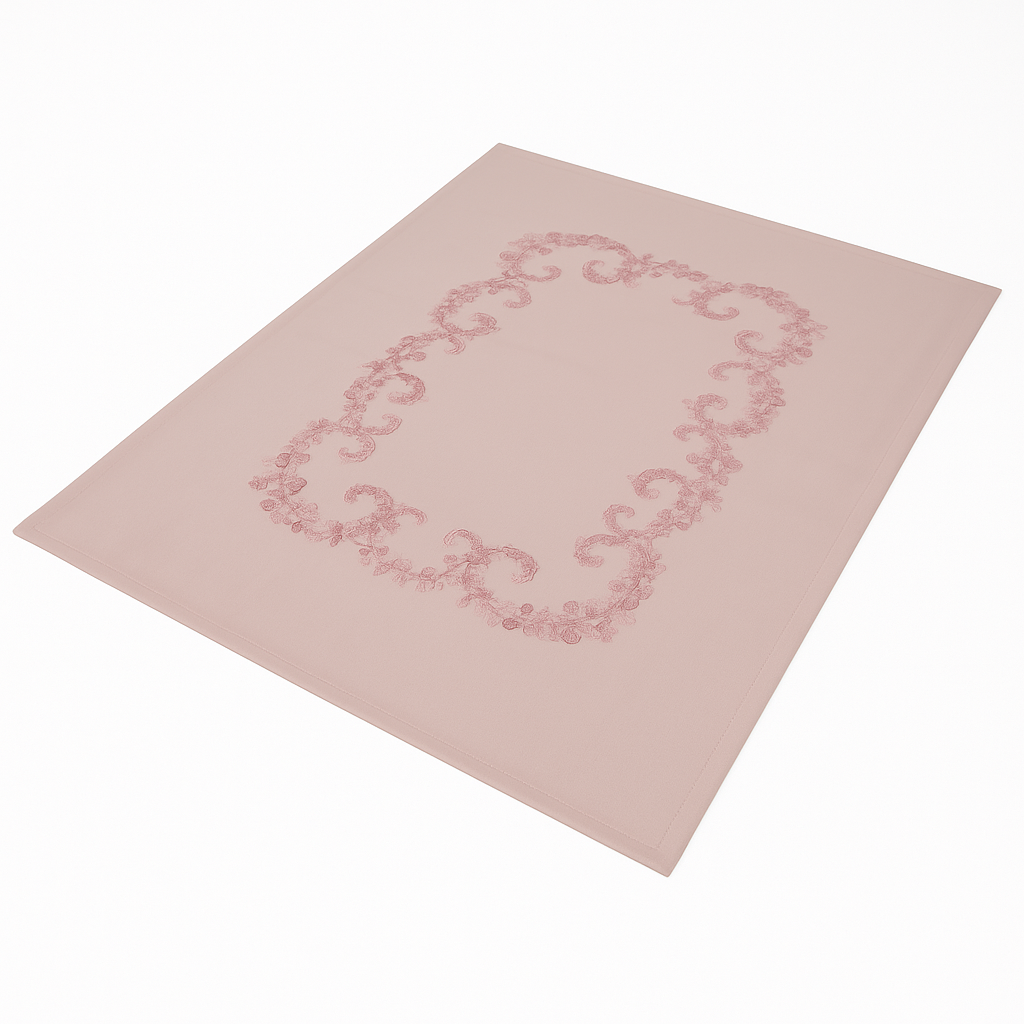 Embroidered Pillowcase - Pink Swirls
