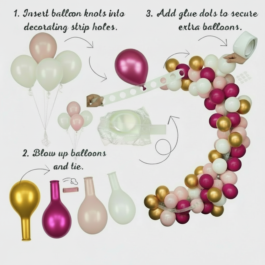 Pink Blend, White, Gold Balloon Garland Kit (50+ Pack)