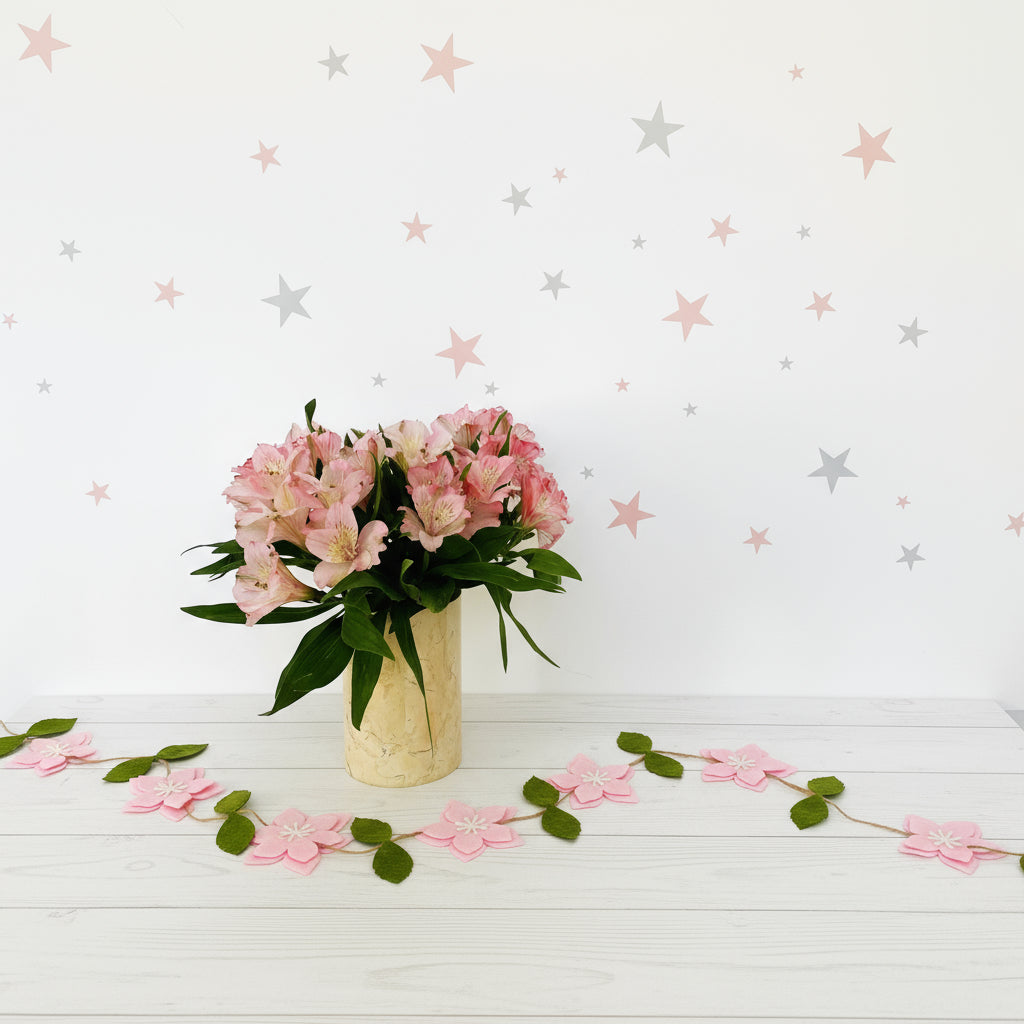 Stars Reusable Wall Decal - Pink & Grey (66 Pcs)