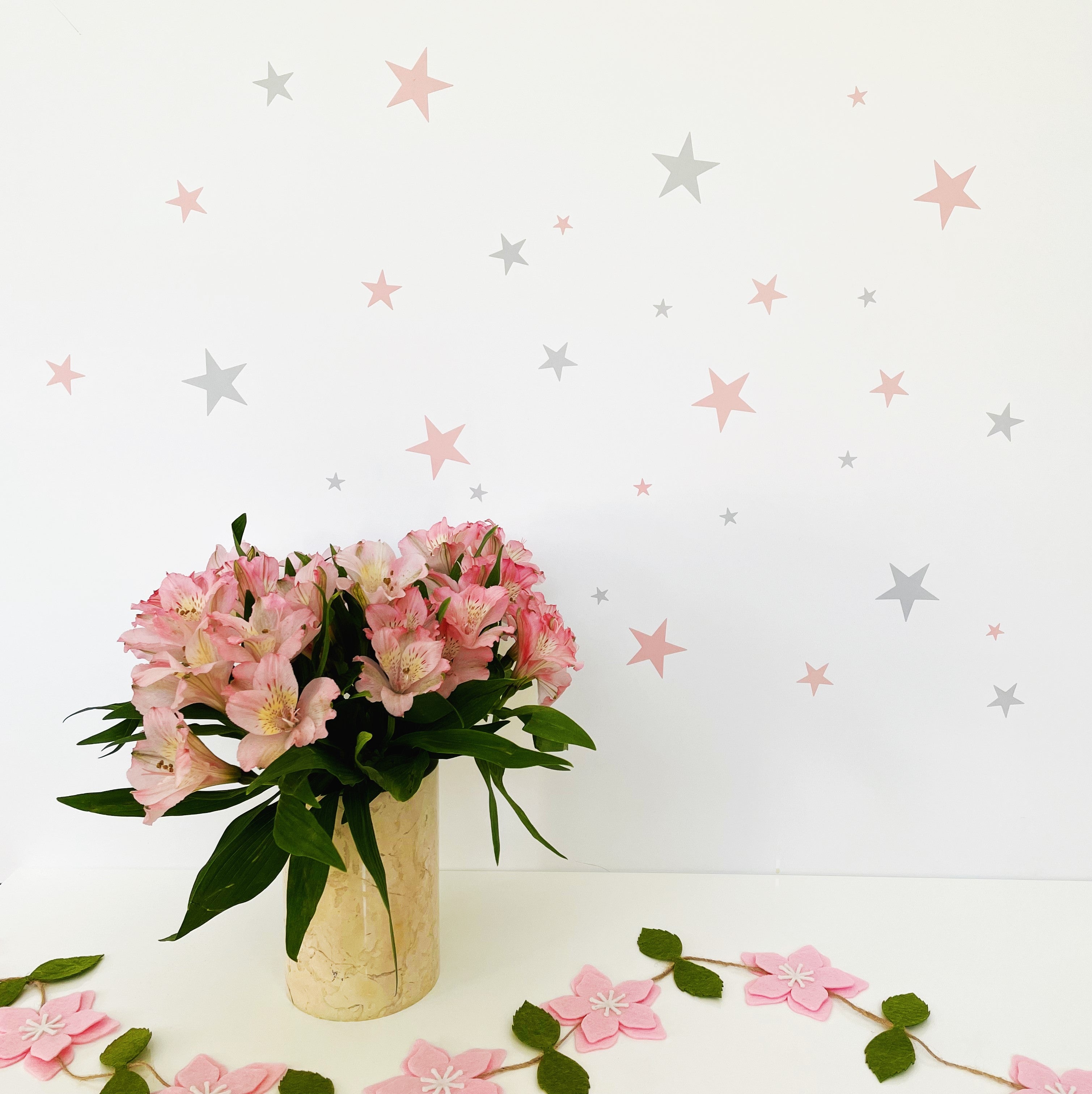 Stars Reusable Wall Decal - Pink & Grey (66 Pcs)