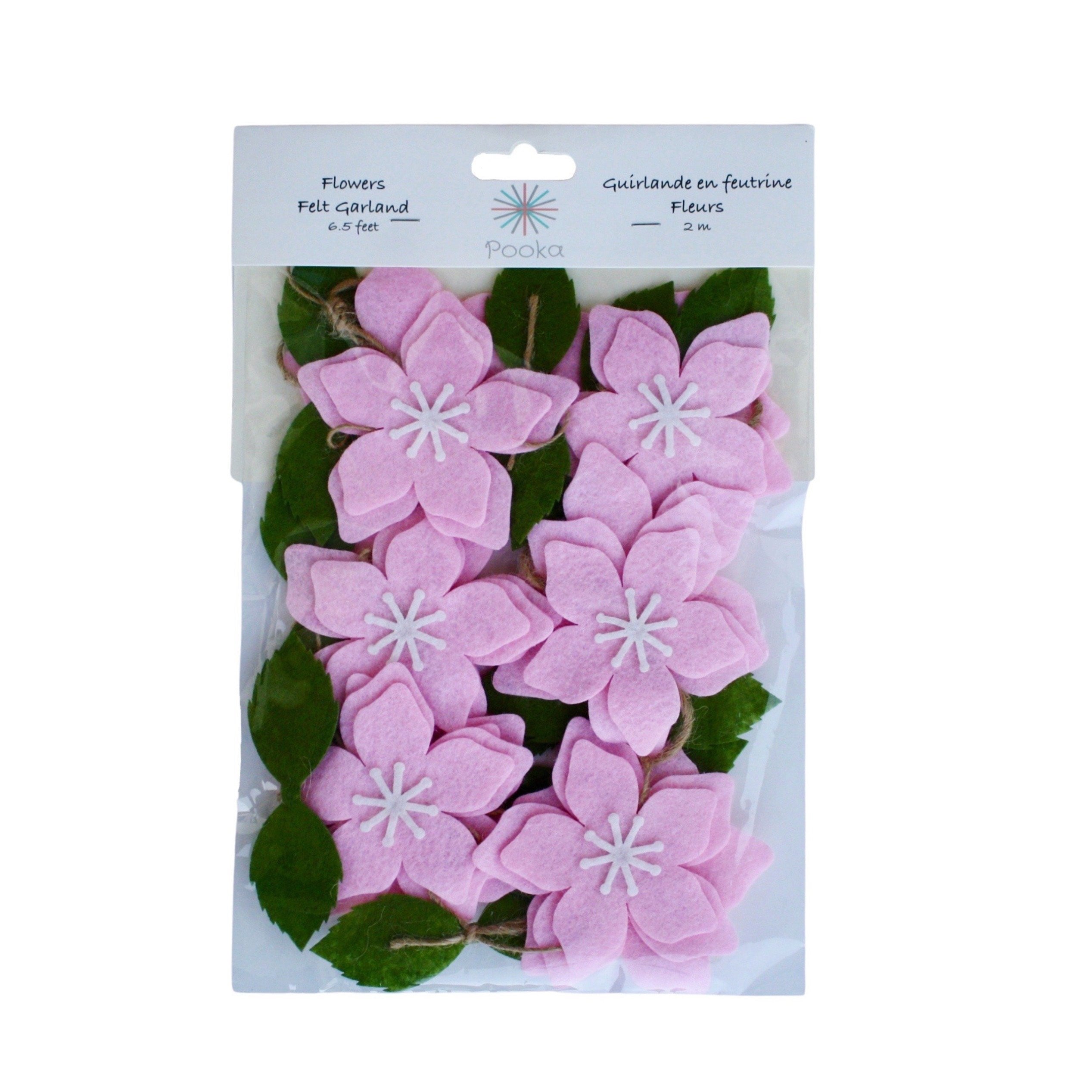 Pink Flower Felt Garland