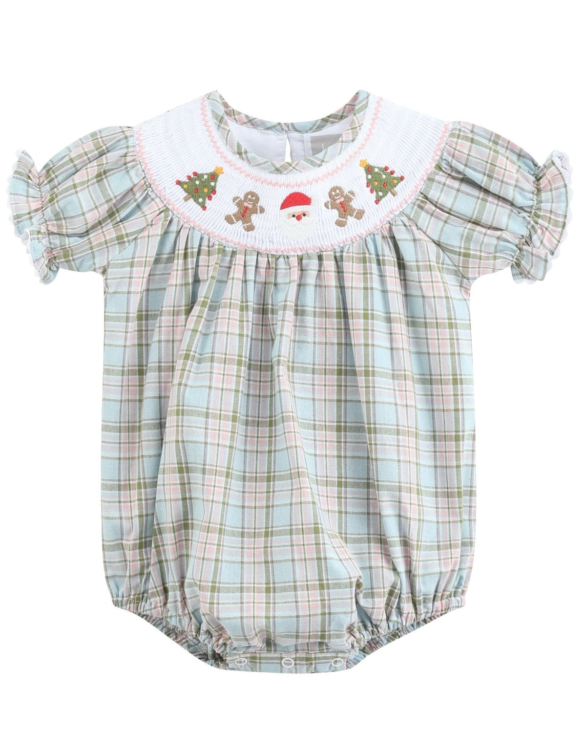 Pinkmas Plaid Christmas Smocked Bubble Romper