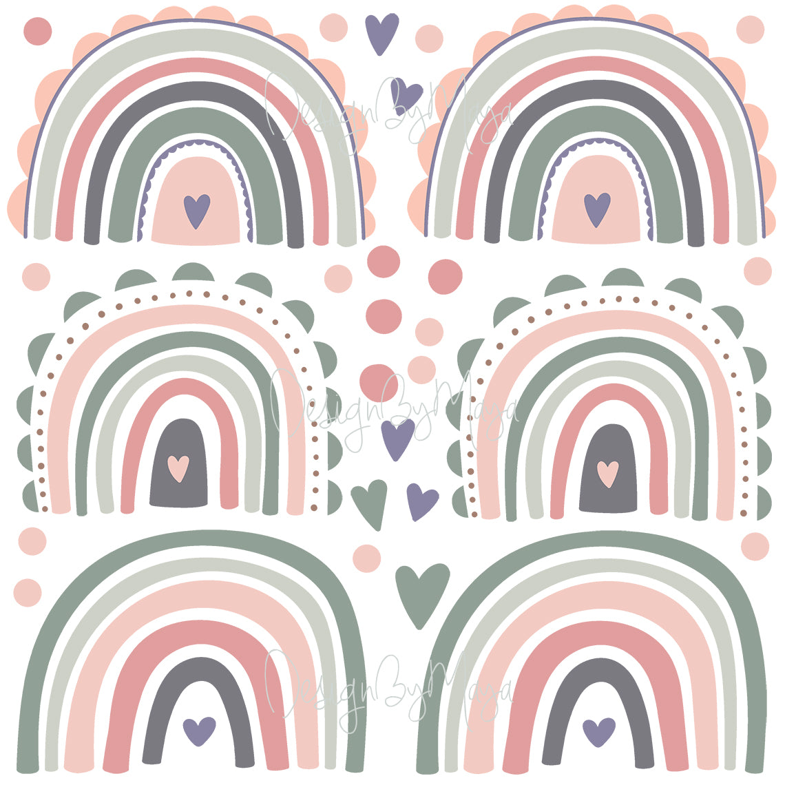 Pale Pink Rainbows - Fabric Nursery Wall Art Decals