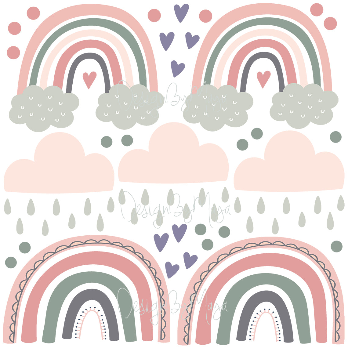 Pale Pink Rainbows - Fabric Nursery Wall Art Decals