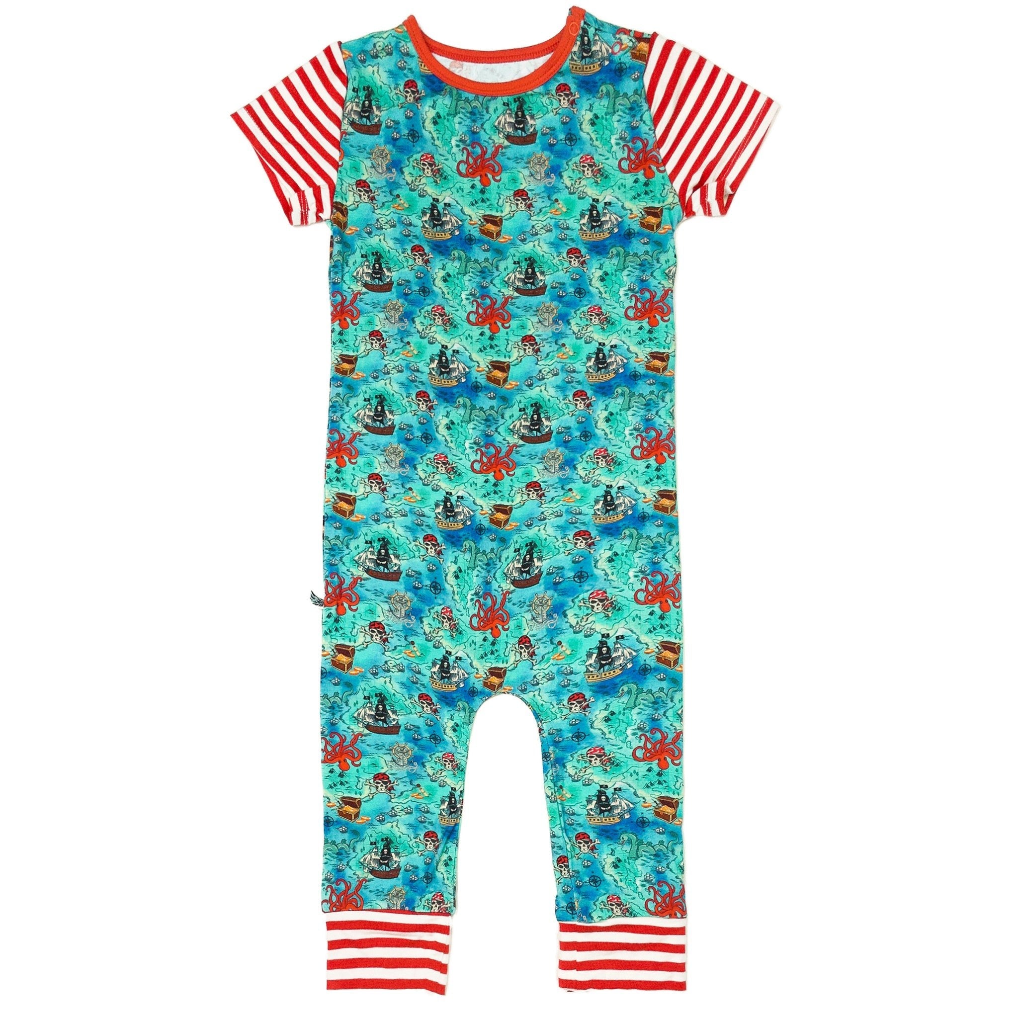 Pirate High Seas Treasure Map Romper With Side Zipper (0-24m)