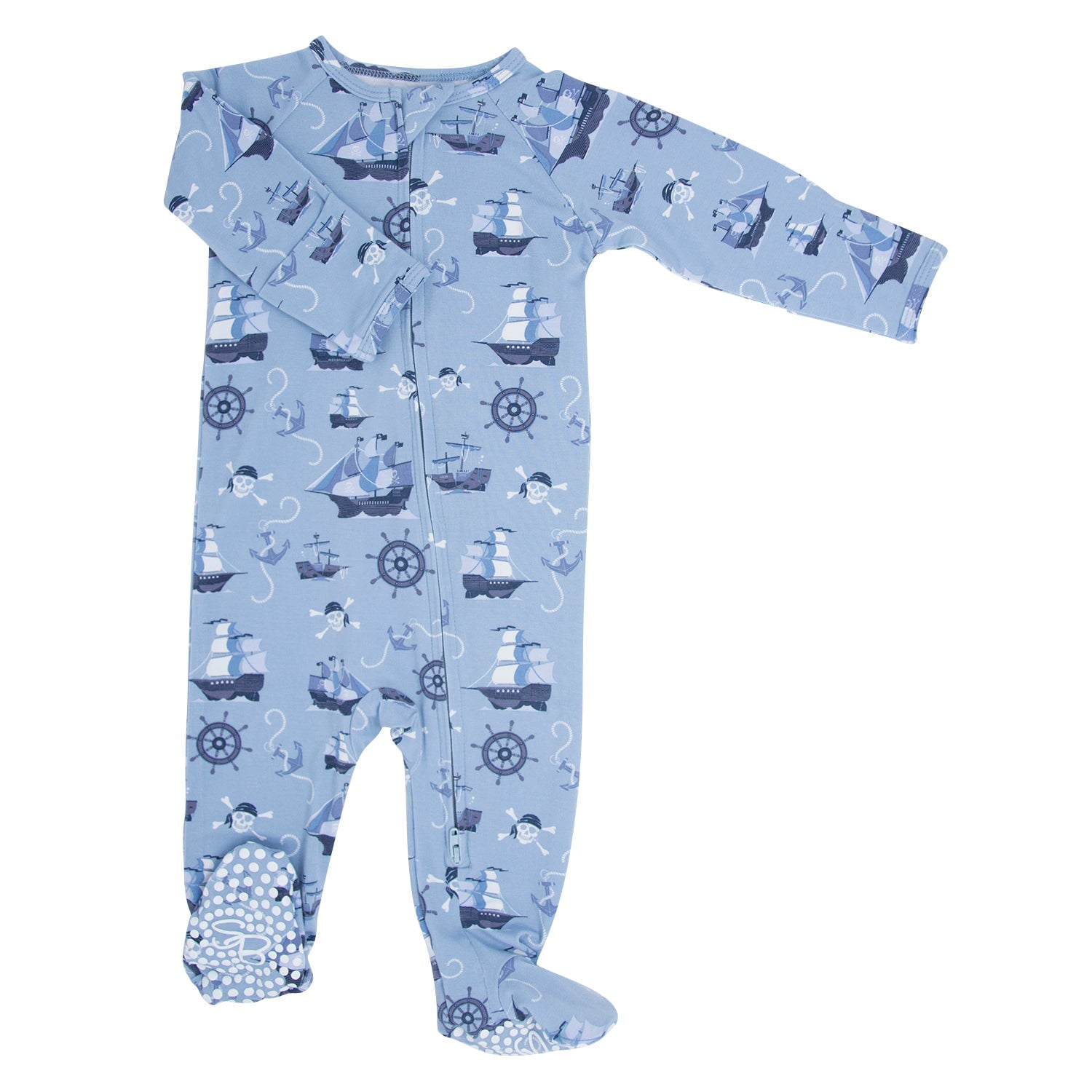 Pirate Ships Zipper Footie