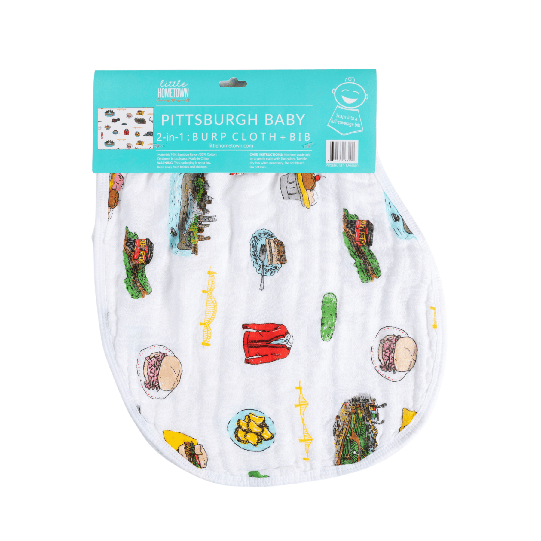 Pittsburgh Newborn Gift Bundle: Swaddle, Bib & Onesie