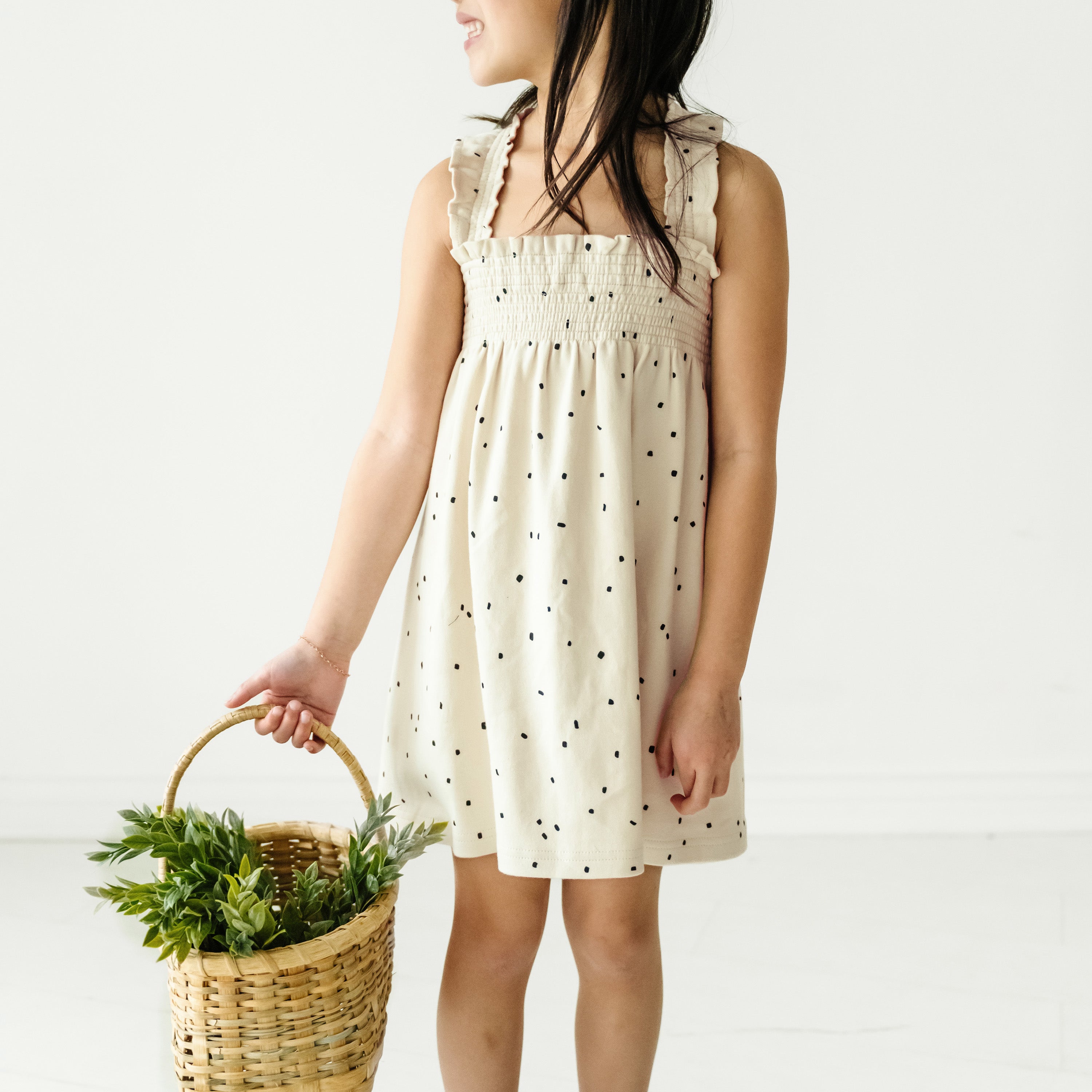 Organic Smocked Dress - Pixie Dots