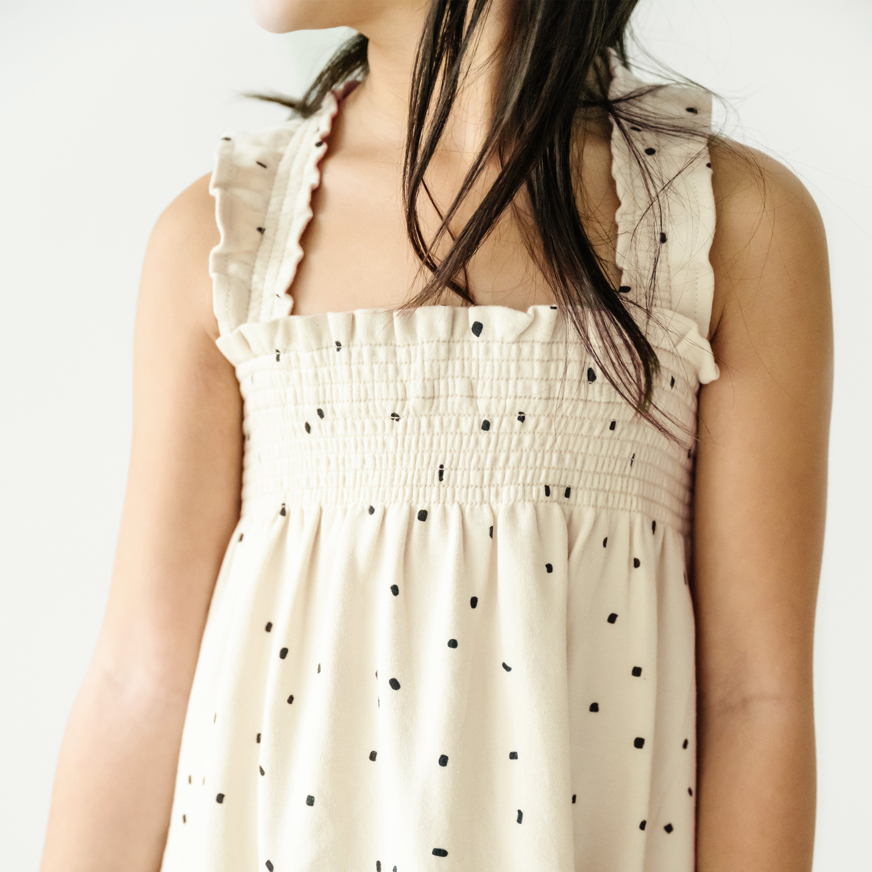 Organic Smocked Dress - Pixie Dots