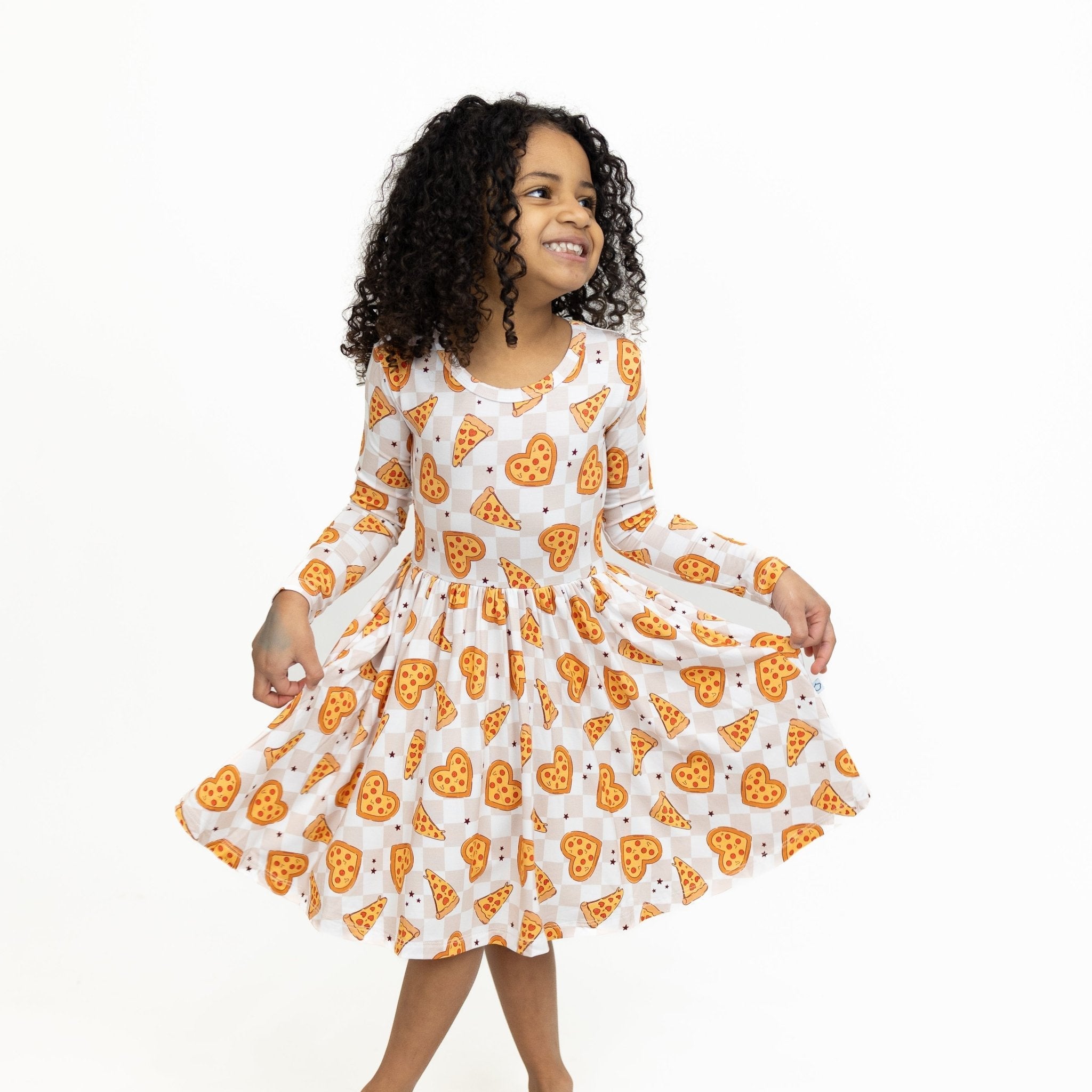 Pizza My Heart Long Sleeve Twirl Dress