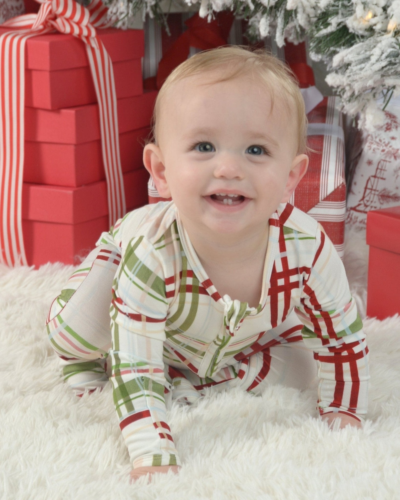 Plaid Bamboo Zipper Footie