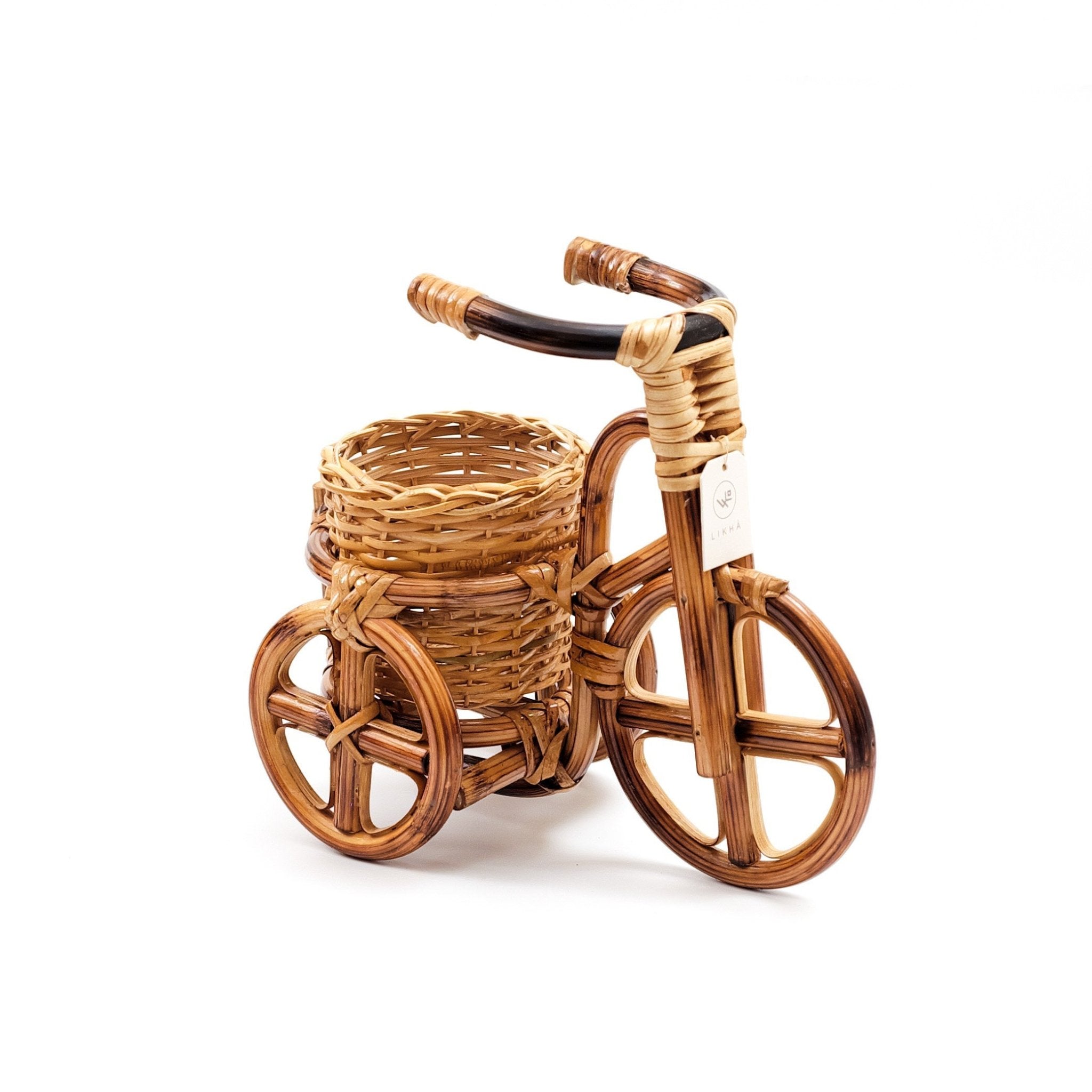Bicycle Rattan Planter, Large - Handmade Planters | Likhâ