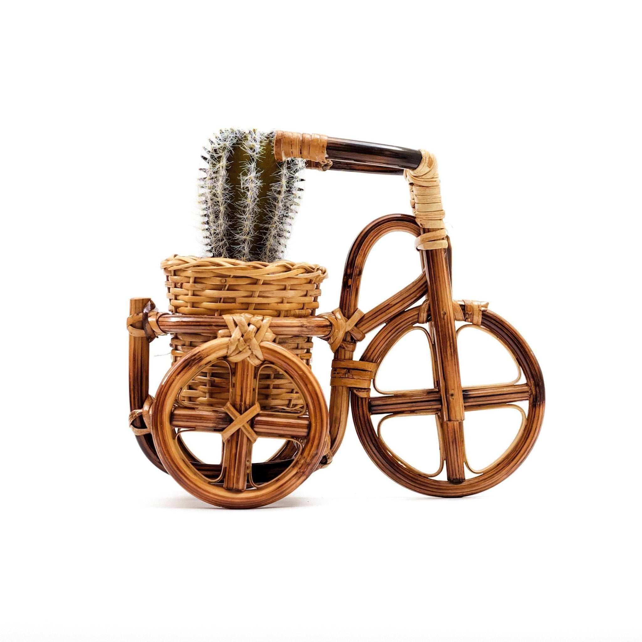 Bicycle Rattan Planter, Large - Handmade Planters | Likhâ