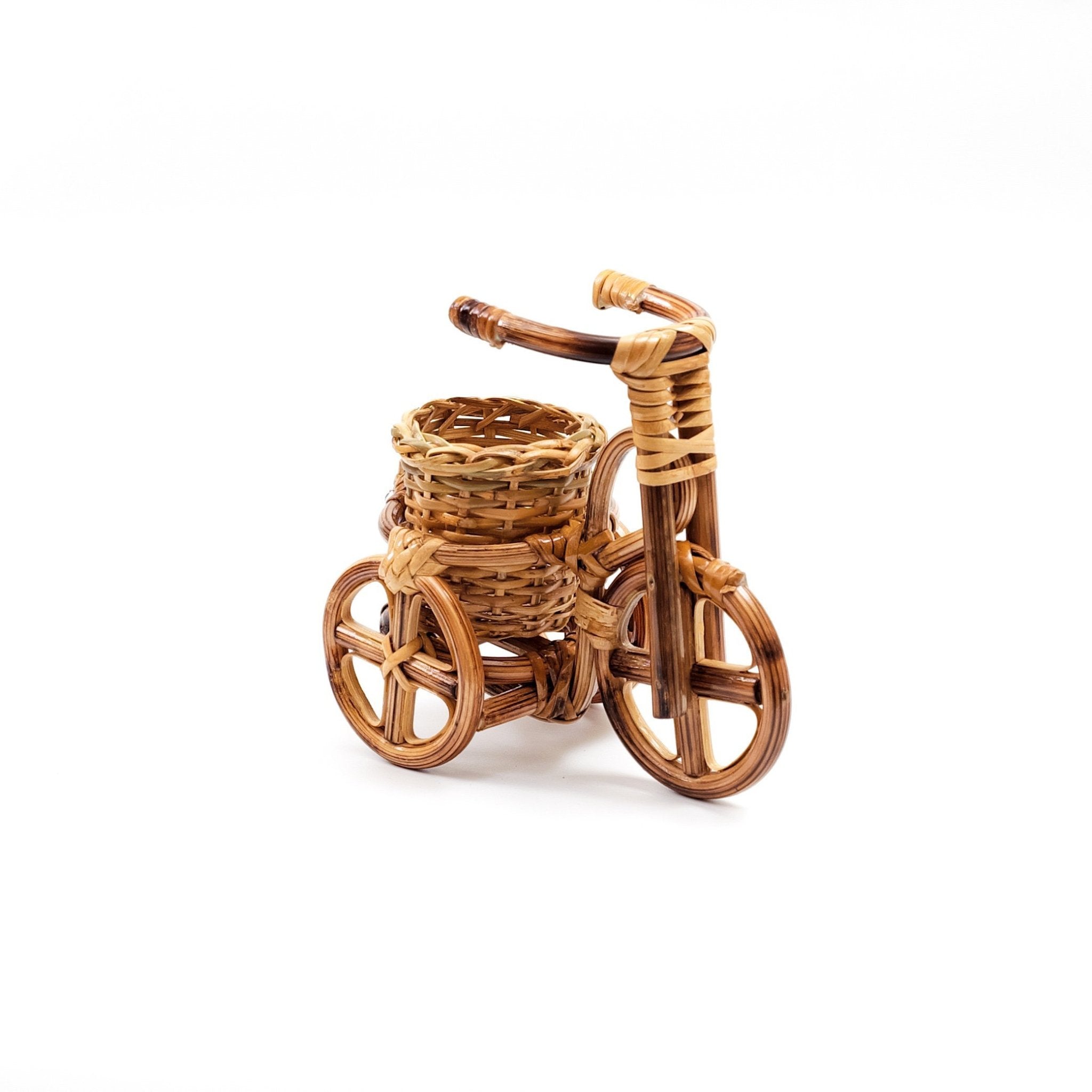 Bicycle Rattan Planter, Small - Handmade Planters | Likhâ