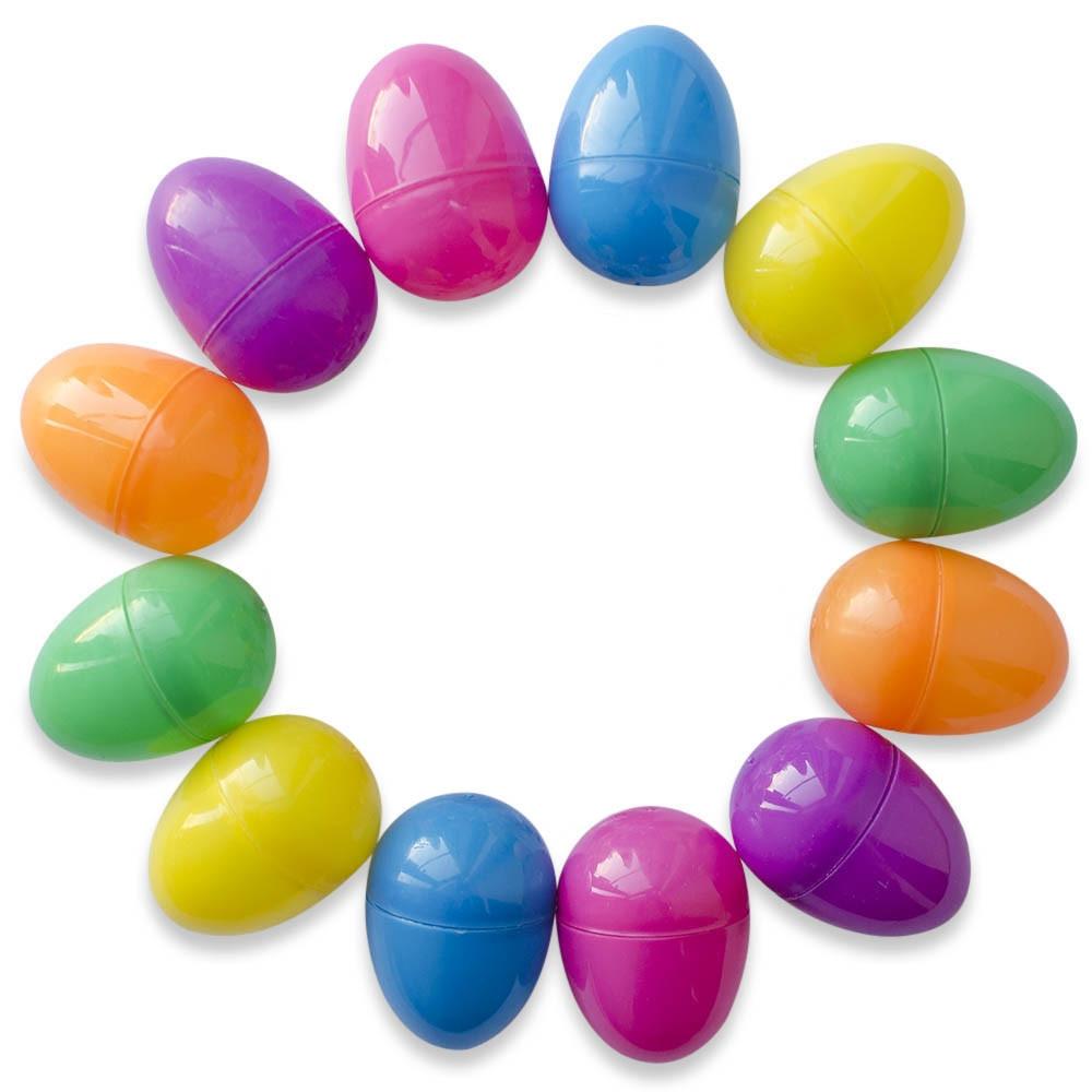 12 Bright Multicolored Plastic Eggs 2.25 Inches