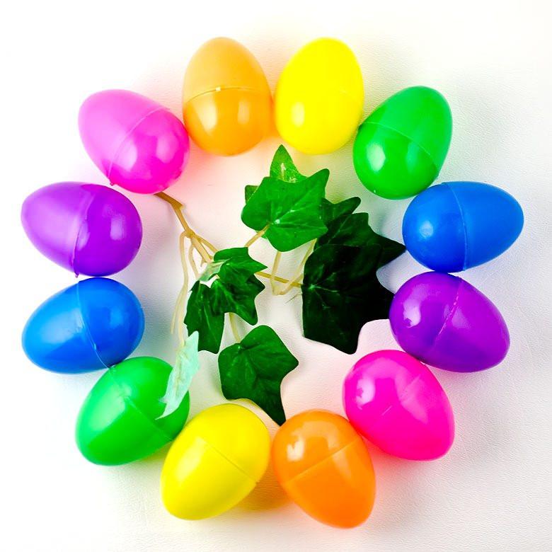 12 Bright Multicolored Plastic Eggs 2.25 Inches