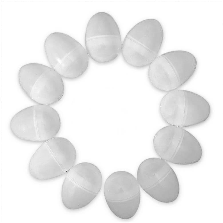 Set Of 12 White Plastic Eggs With Candy 2.25 Inches