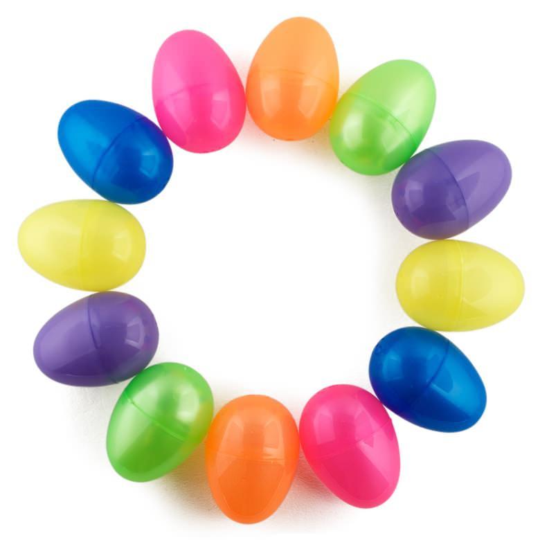 Set Of 12 Iridescent Plastic Eggs 2.25 Inches