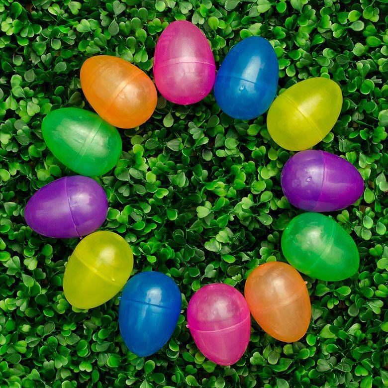 Set Of 12 Iridescent Plastic Eggs 2.25 Inches