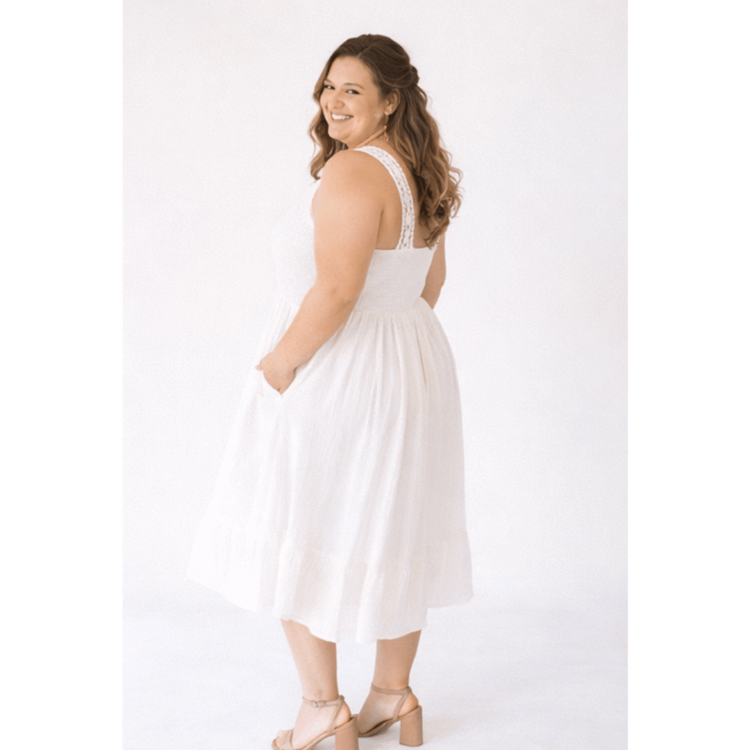 Soft White Crochet Dress - Women