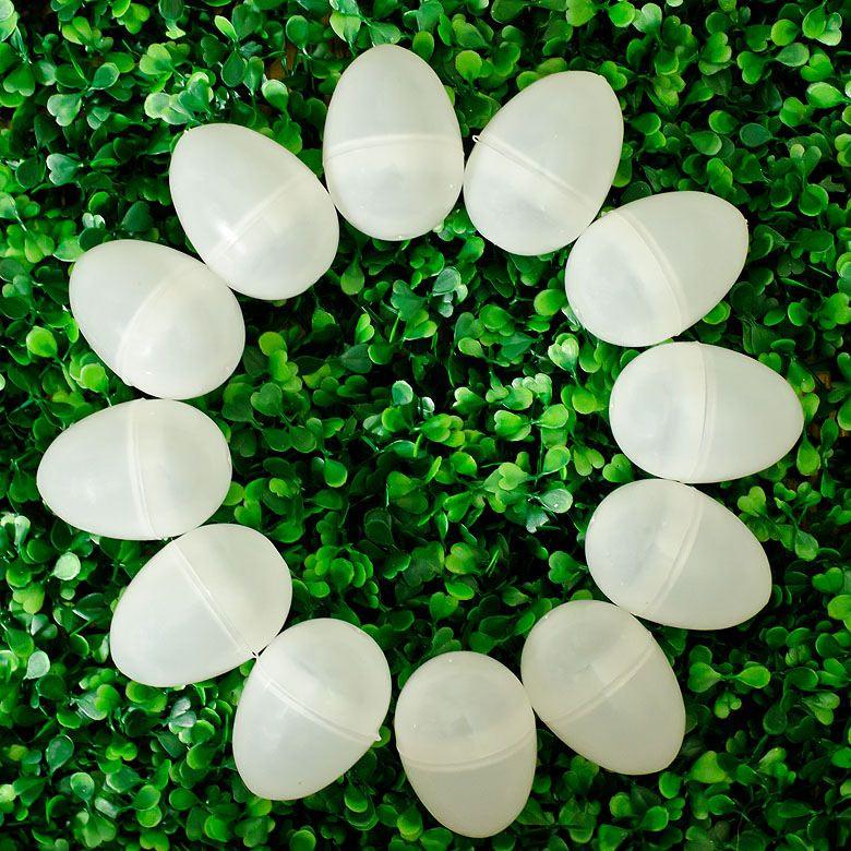 12 White Plastic Easter Eggs