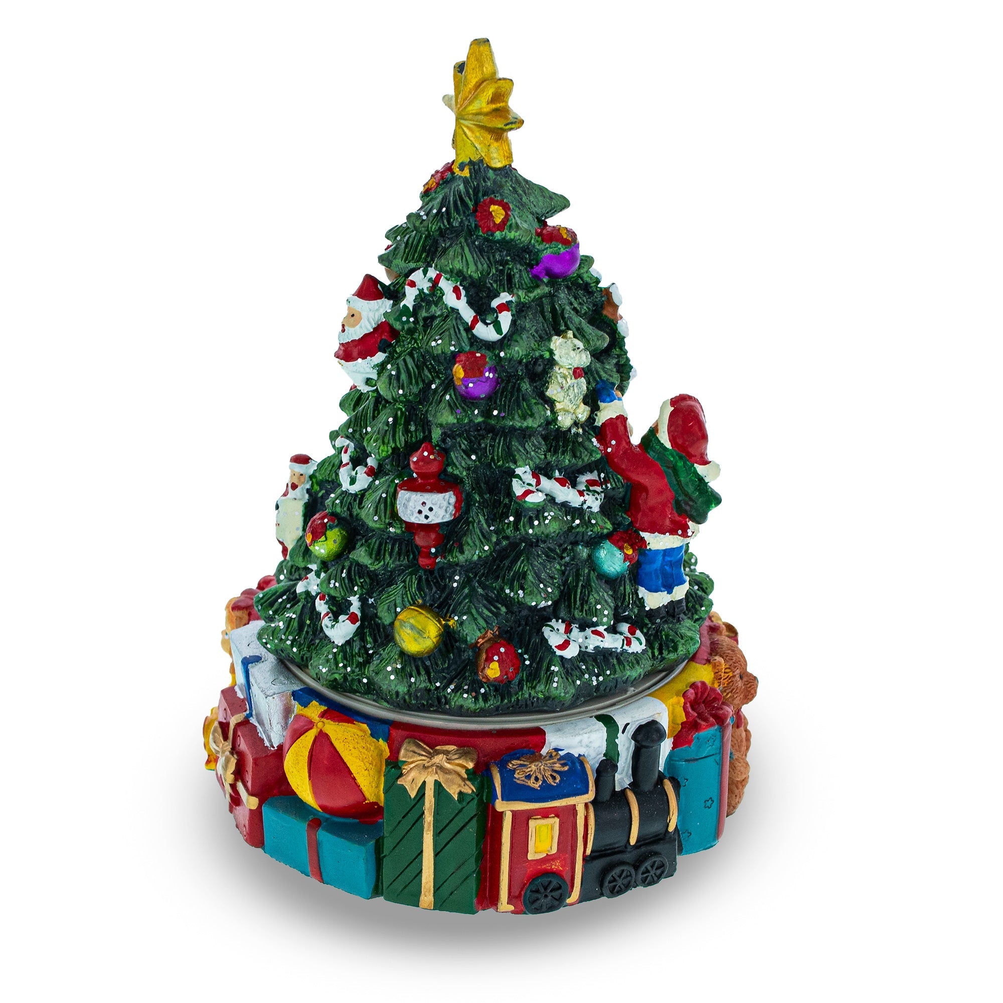 Gifts And Decorations Delight: Spinning Base Musical Figurine With Children Decorating Christmas Tree