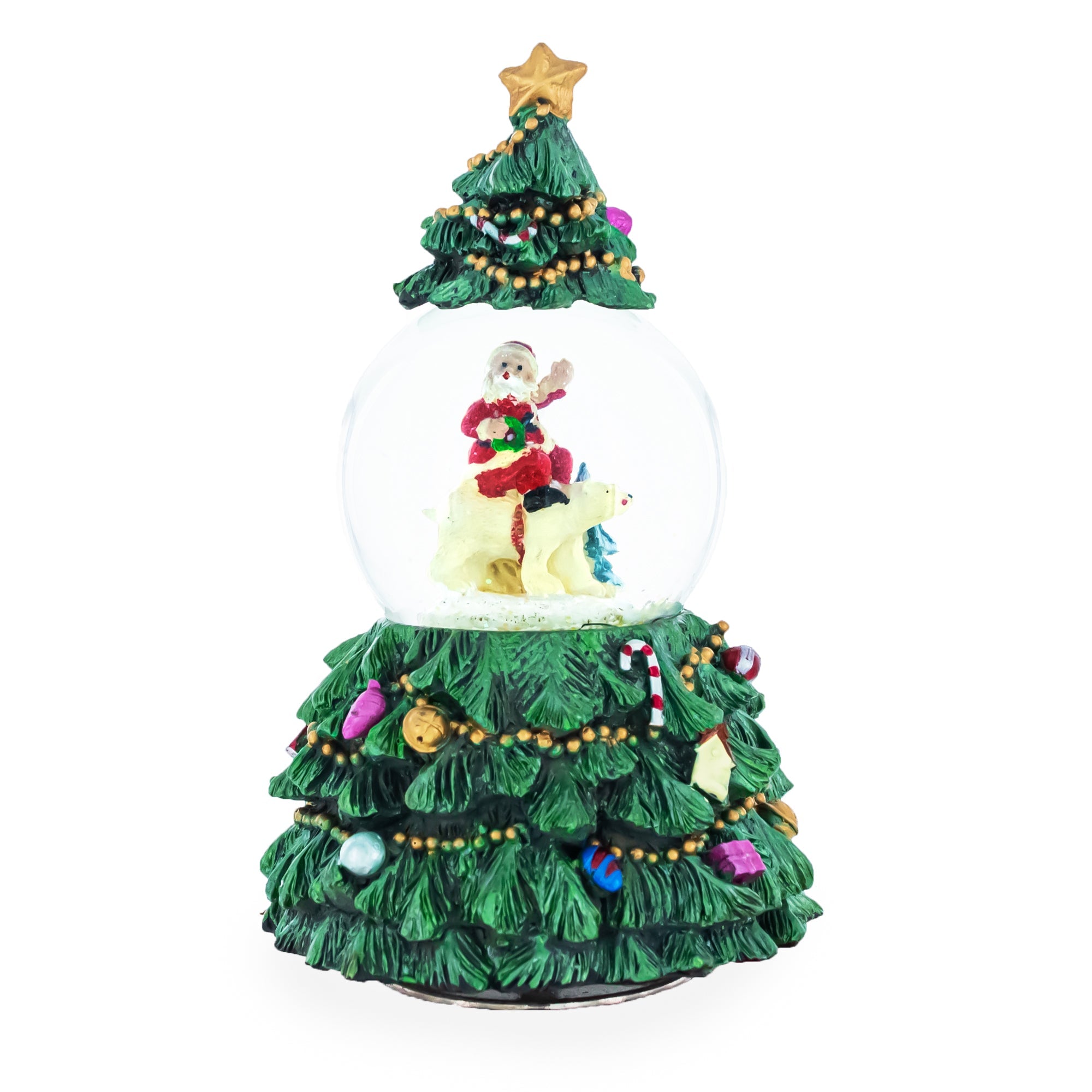 Santa's Polar Expedition: Spinning Musical Water Snow Globe With Bear Rider