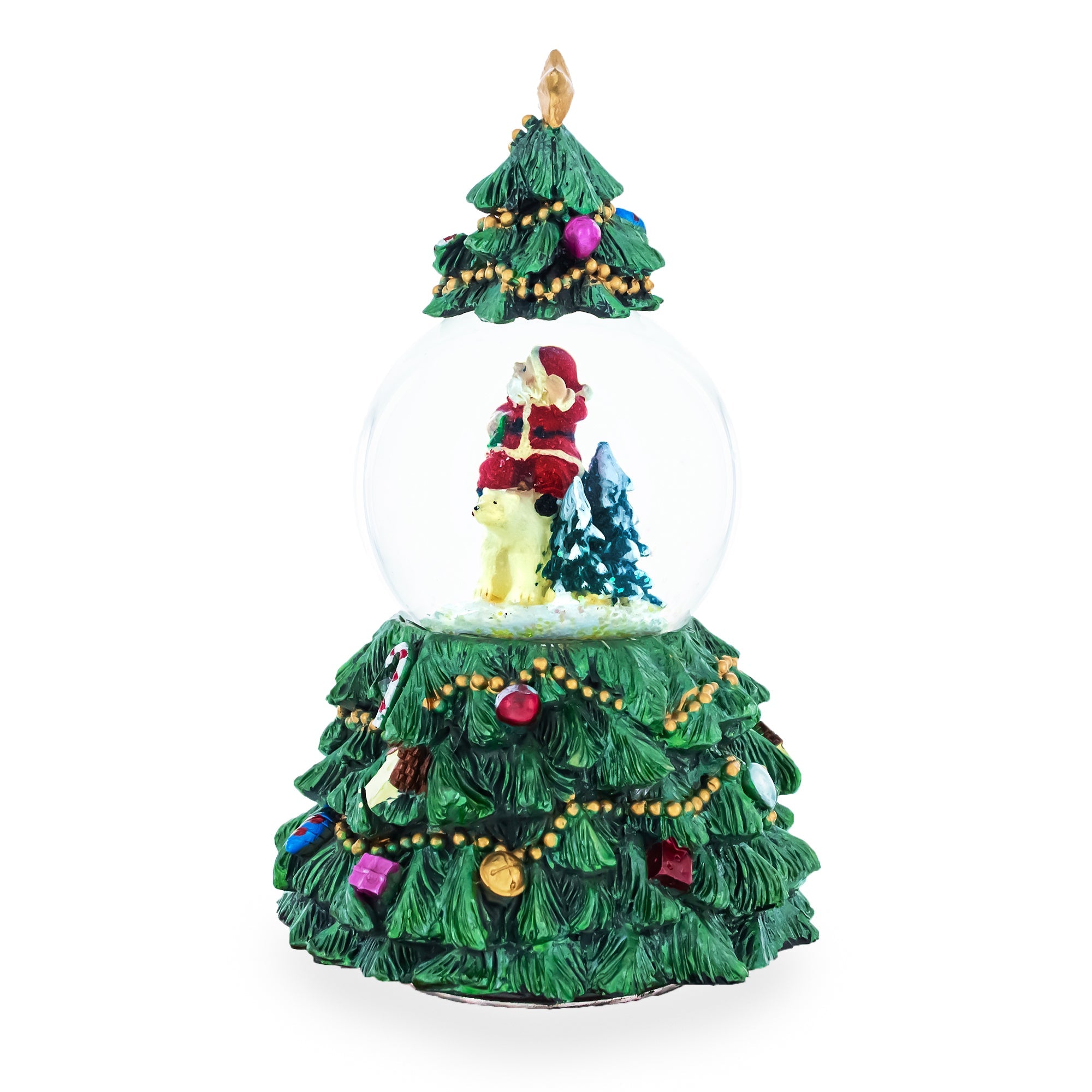 Santa's Polar Expedition: Spinning Musical Water Snow Globe With Bear Rider