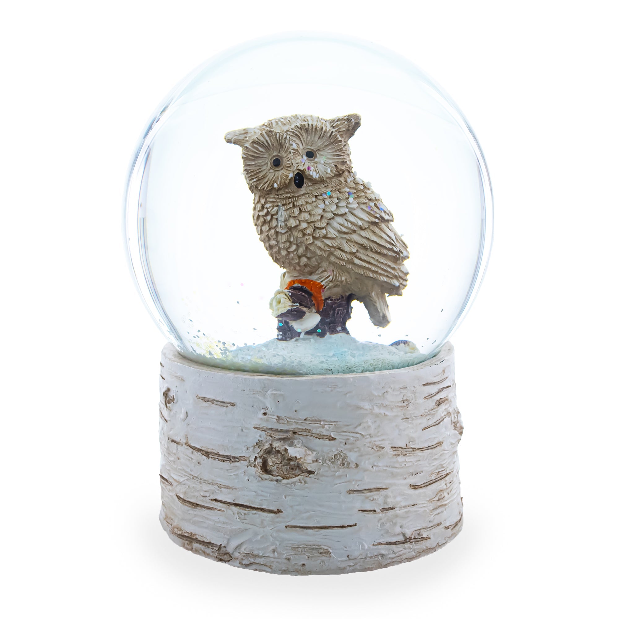 Melodic Owl Perched On Tree Branch: Musical Water Snow Globe